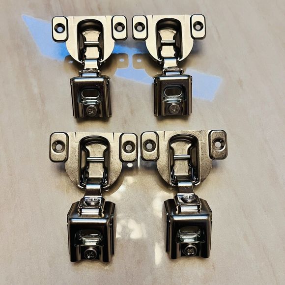 2 Pair Blum 39C355-01 Nickel Compact 1-5/16" Overlay Press-In Edge Mount Hinge - Picture 2 of 4